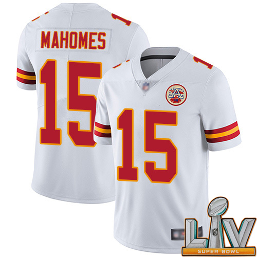 Super Bowl LV 2021 Youth Kansas City Chiefs #15 Mahomes Patrick White Vapor Untouchable Limited Player Football Nike NFL Jersey->women nfl jersey->Women Jersey